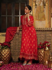 Printed Chinnon Kurta With Pants & Dupatta