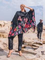 Printed Crepe Kaftan With Pants