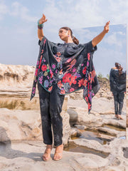 Printed Crepe Kaftan With Pants
