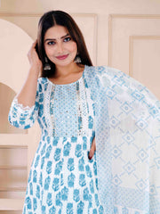 Printed Cotton Suit Set With Dupatta