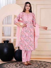 Printed Cotton Suit Set With Dupatta