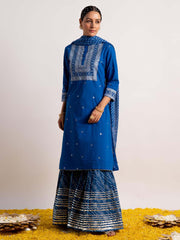 Neck Embroidered Cotton Kurti With Garara & Dupatta