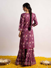 Floral Printed Cotton Kurti With Garara & Dupatta