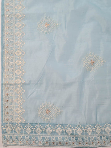 Embroidered Chanderi Unstitched Suit Piece With Dupatta