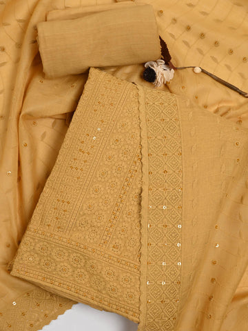 Embroidered Cotton Unstitched Suit Piece With Dupatta