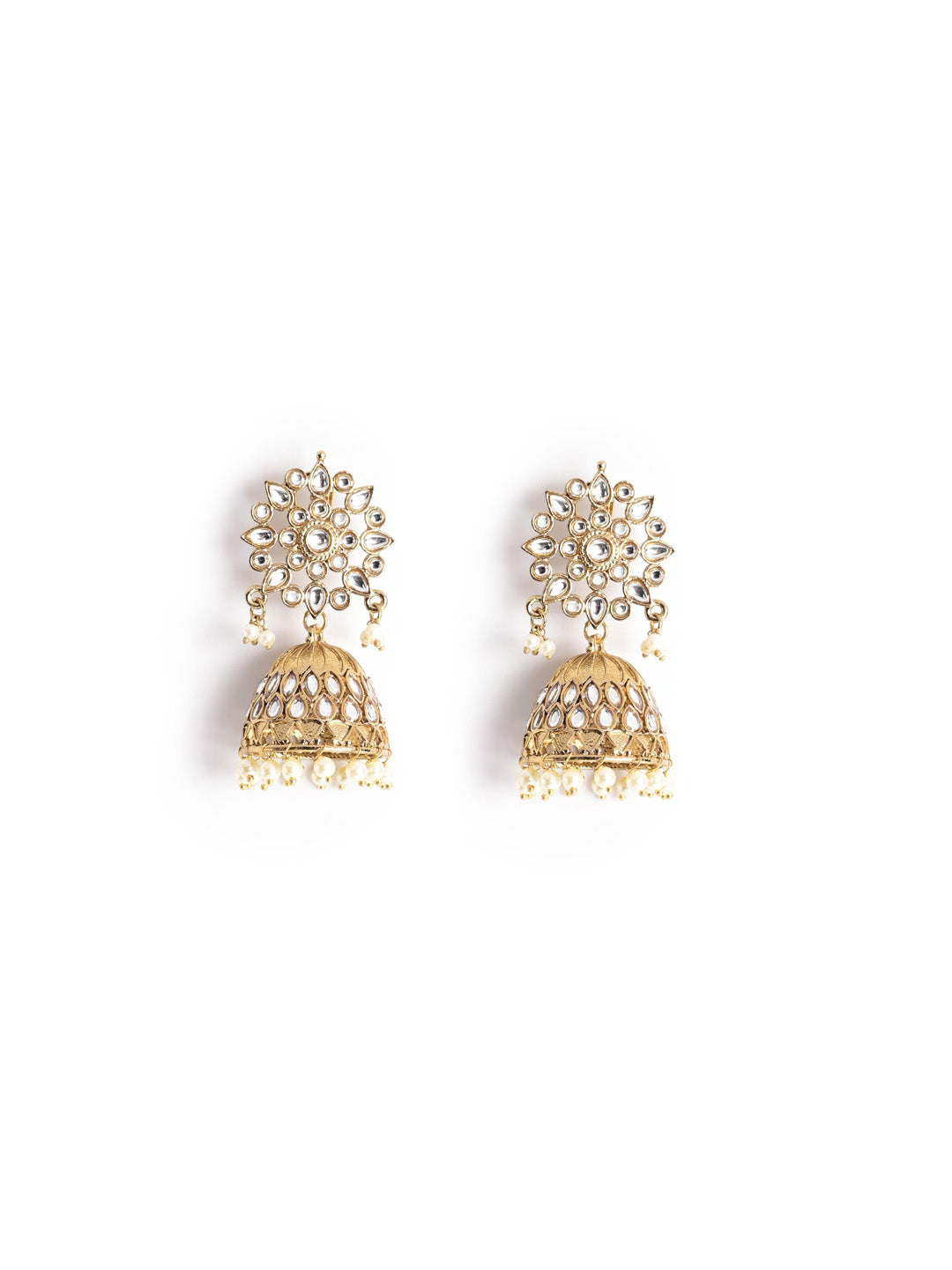Gold & White Drop & Dangler Earrings