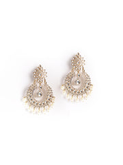 Golden & White Chandbali Earrings