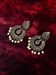 Golden & White Chandbali Earrings