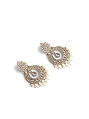 Golden & White Chandbali Earrings