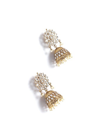 Gold & White Drop & Dangler Earrings