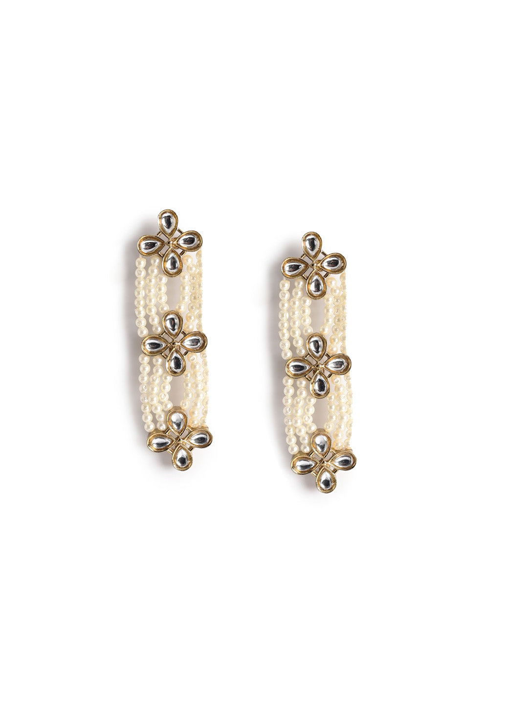 Golden & White Pearl Drop & Dangler Earrings