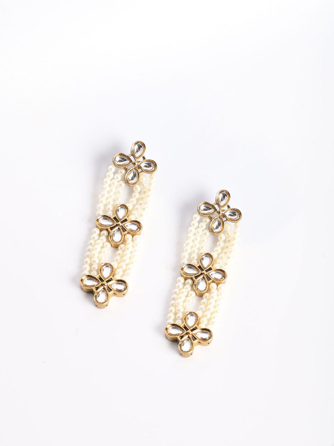 Golden & White Pearl Drop & Dangler Earrings