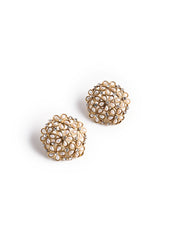 Gold & White Stud Earrings