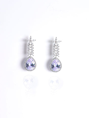 Silver AD Stone Drop & Dangler Earrings