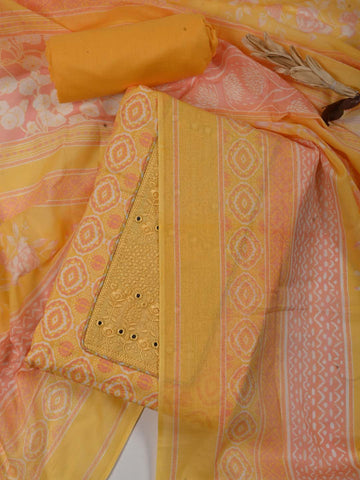 Printed Cotton Unstitched Suit Piece With Dupatta