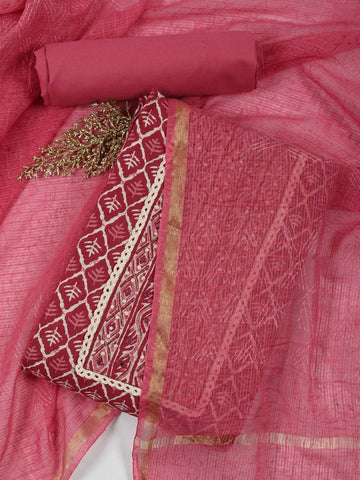 Printed Cotton Unstitched Suit Piece With Dupatta