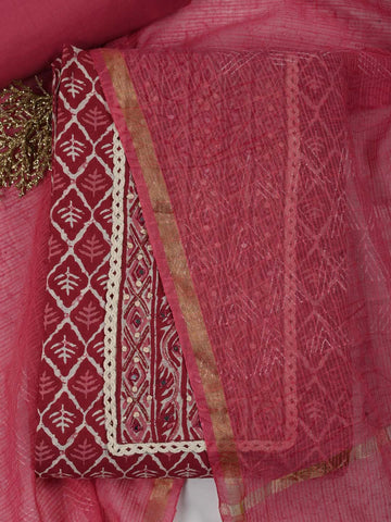 Printed Cotton Unstitched Suit Piece With Dupatta