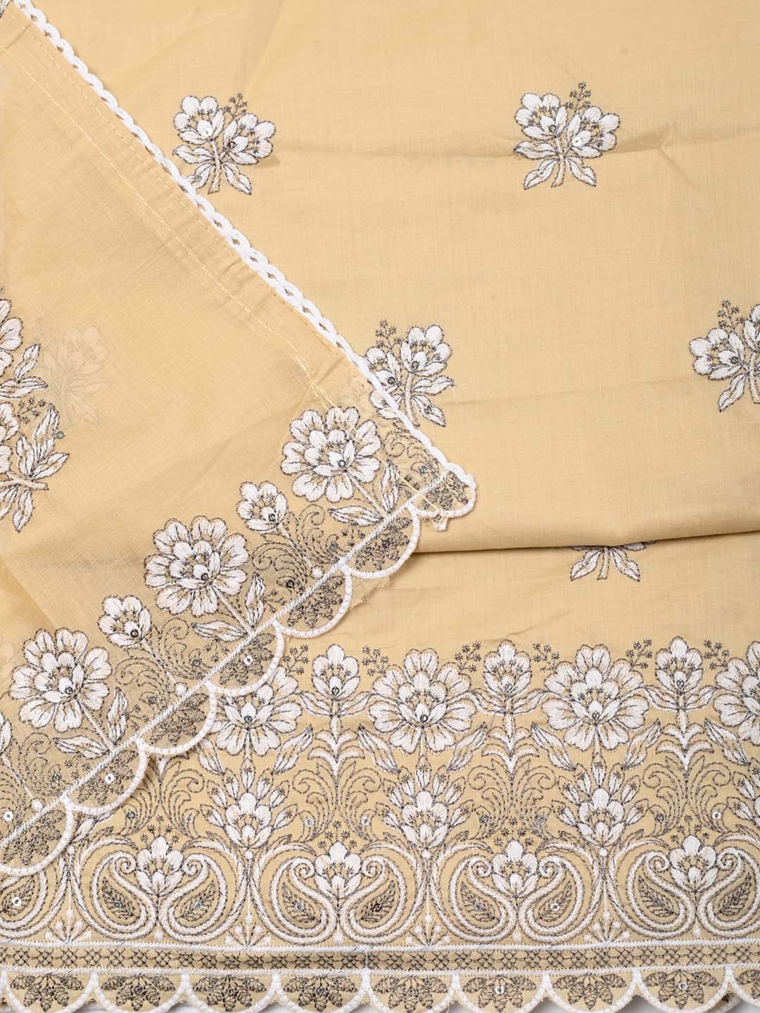 Ghera Embroidered Cotton Unstitched Suit Piece With Dupatta