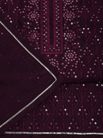 Sequin Work Chanderi Unstitched Suit Piece With Dupatta