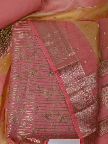 Woven Chanderi Unstitched Suit Piece With Dupatta