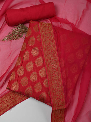 Woven Chanderi Unstitched Suit Piece With Dupatta