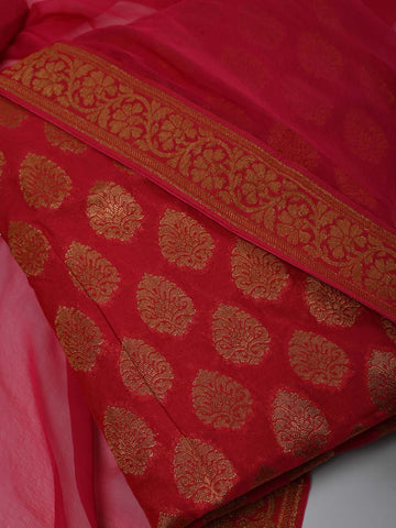 Woven Chanderi Unstitched Suit Piece With Dupatta