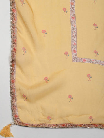 Floral Printed Organza Unstitched Suit Piece With Dupatta