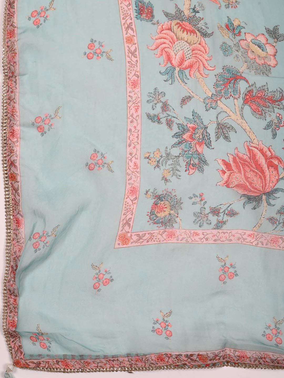 Floral Printed Organza Unstitched Suit Piece With Dupatta