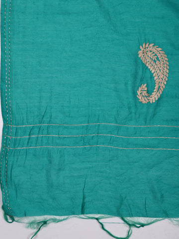 Neck Embroidered Cotton Unstitched Suit Piece With Dupatta