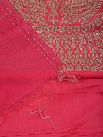 Neck Embroidered Cotton Unstitched Suit Piece With Dupatta