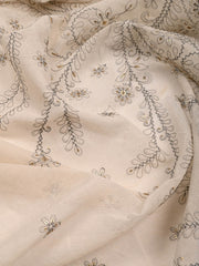 Neck Embroidered Chanderi Unstitched Suit Piece With Dupatta