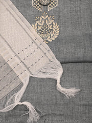 Neck Embroidered Chanderi Unstitched Suit Piece With Dupatta