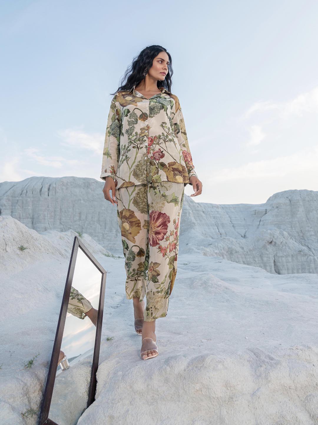 Floral Printed Cotton Kurta With Pants