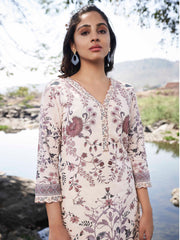 Floral Printed Kurta With Pants & Dupatta