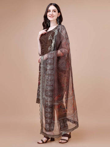 Printed Organza Stitched Suit Set