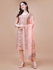 Printed Chanderi Stitched Suit Set