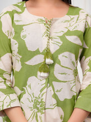 Printed Cotton Blend Kurta With Pants