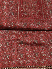 Neck Embroidery Printed Cotton Unstitched Suit Piece With Dupatta