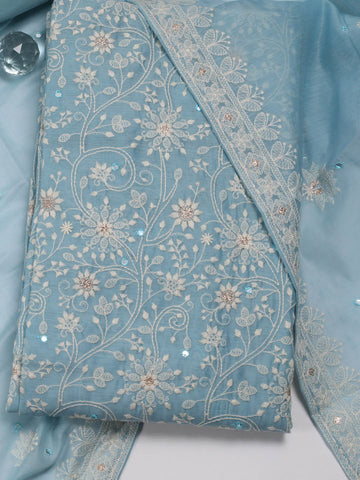 All Over Embroidery Chanderi Unstitched Suit Piece With Dupatta