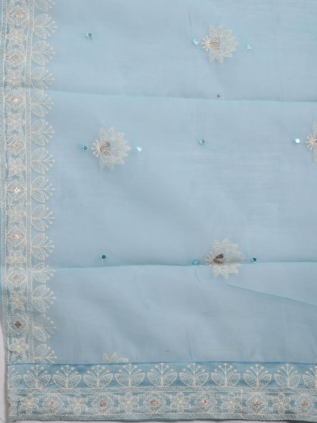 Embroidered Chanderi Unstitched Suit With Dupatta
