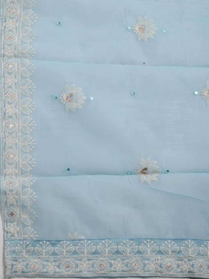 Embroidered Chanderi Unstitched Suit With Dupatta