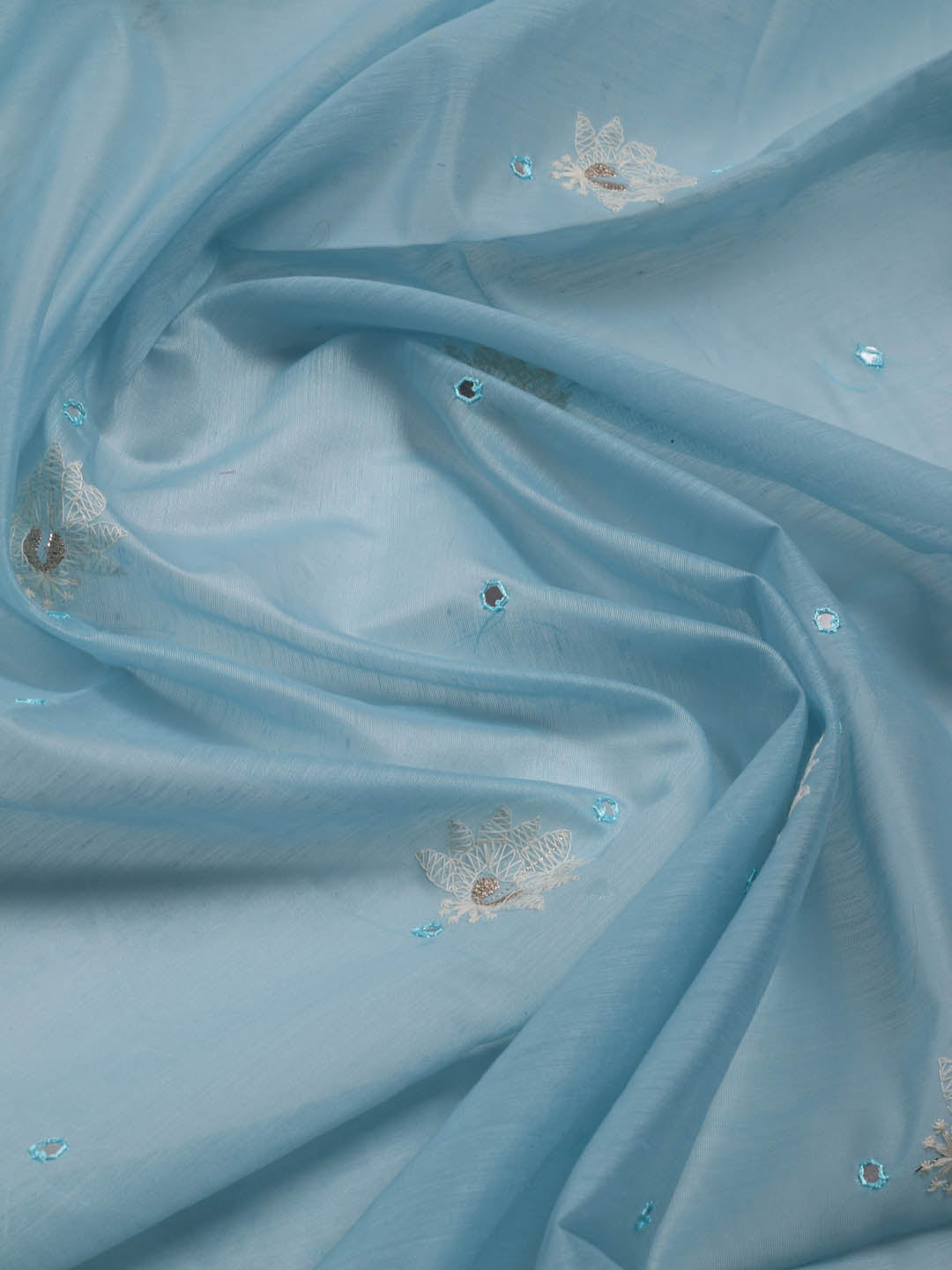 Embroidered Chanderi Unstitched Suit With Dupatta