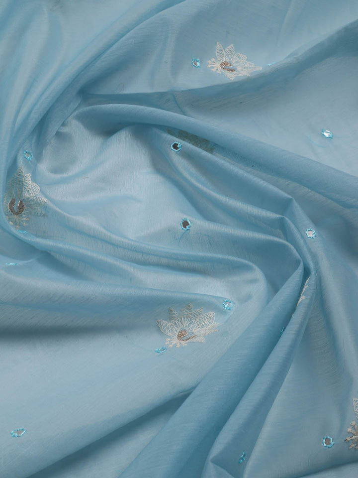 Embroidered Chanderi Unstitched Suit With Dupatta