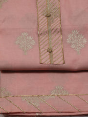 Neck Patti Woven Chanderi Unstitched Suit Piece With Dupatta