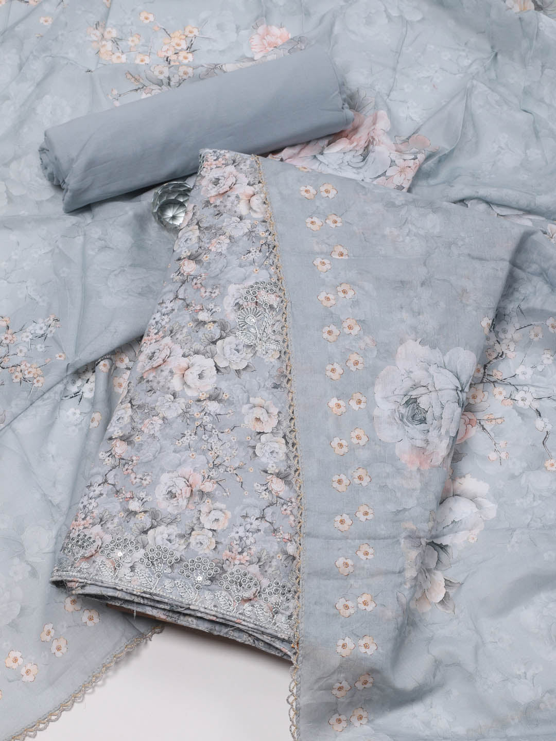 Printed Cotton Unstitched Suit Piece With Dupatta