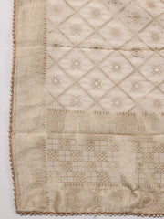 Neck Embroidered Chanderi Unstitched Suit Piece With Dupatta