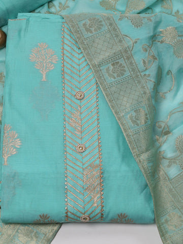 Booti Woven Chanderi Unstitched Suit Piece With Dupatta