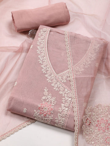 Neck Embroidered Cotton Unstitched Suit Piece With Dupatta