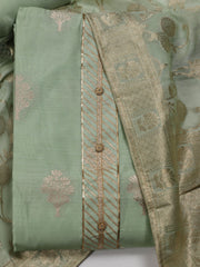 Neck Patti Woven Chanderi Unstitched Suit Piece With Dupatta