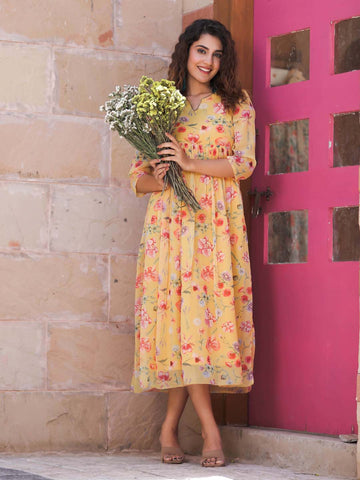 Floral Printed Georgette Dress